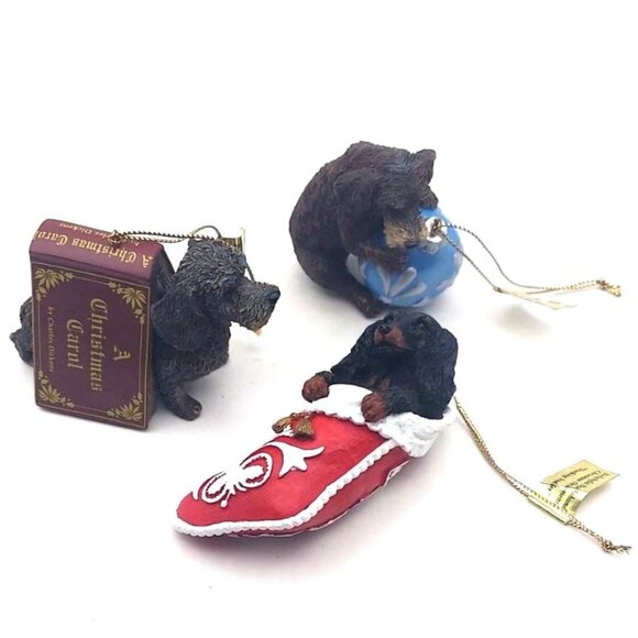 Danbury Mint Delightful Dachshunds Christmas Ornaments Set of 3 Original Box - Picture 1 of 12